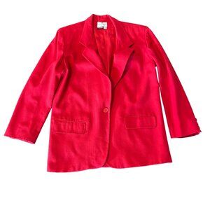 London Fog Womens Red Blazer‎ Size 12 Reg 100% worsted Wool